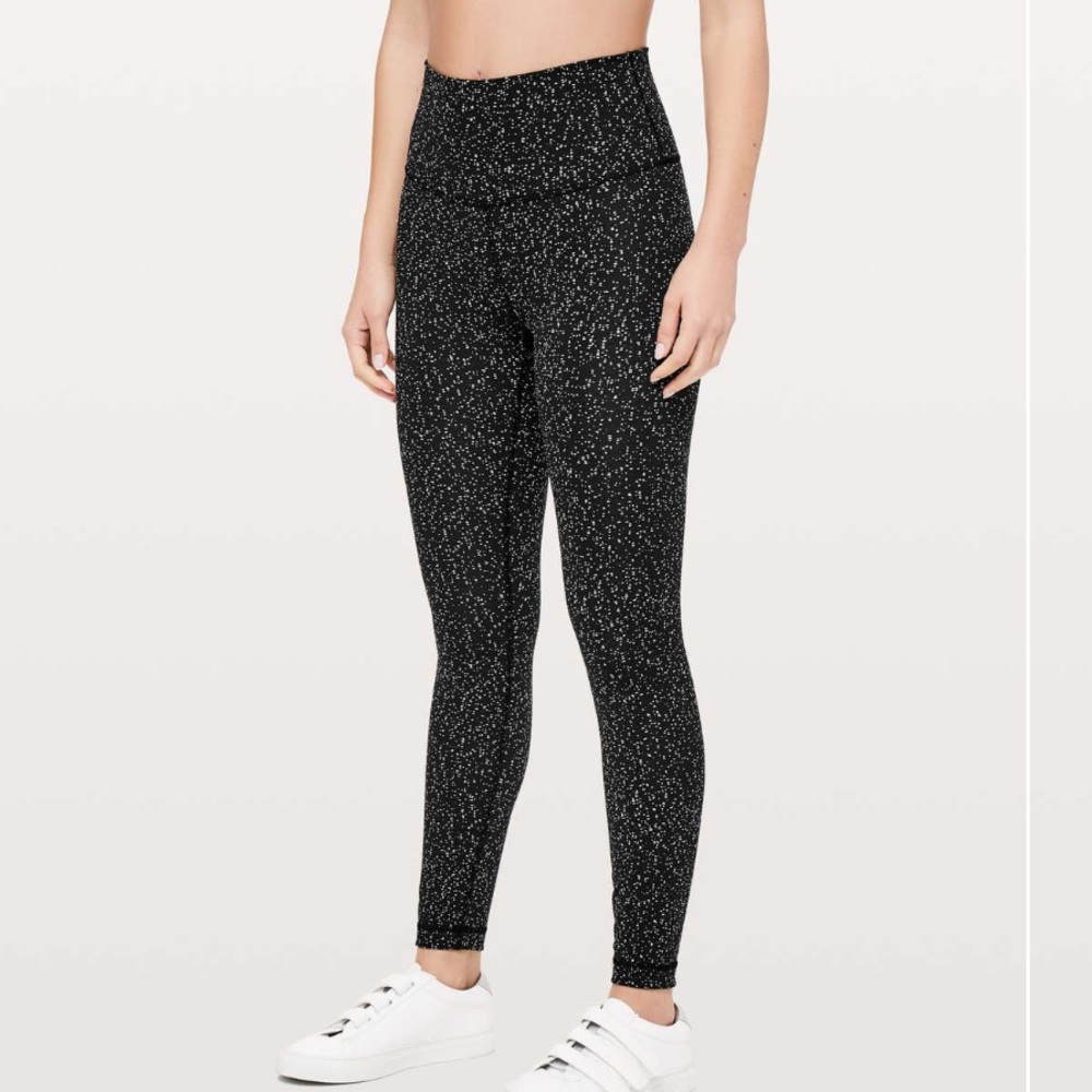 Lululemon Wunder Under High-Rise Magnetized Jacquard Black White EUC Like new 14